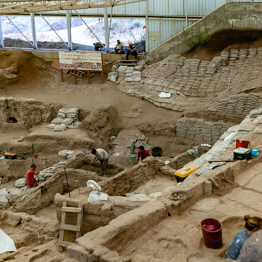 Scientists at an archeology site