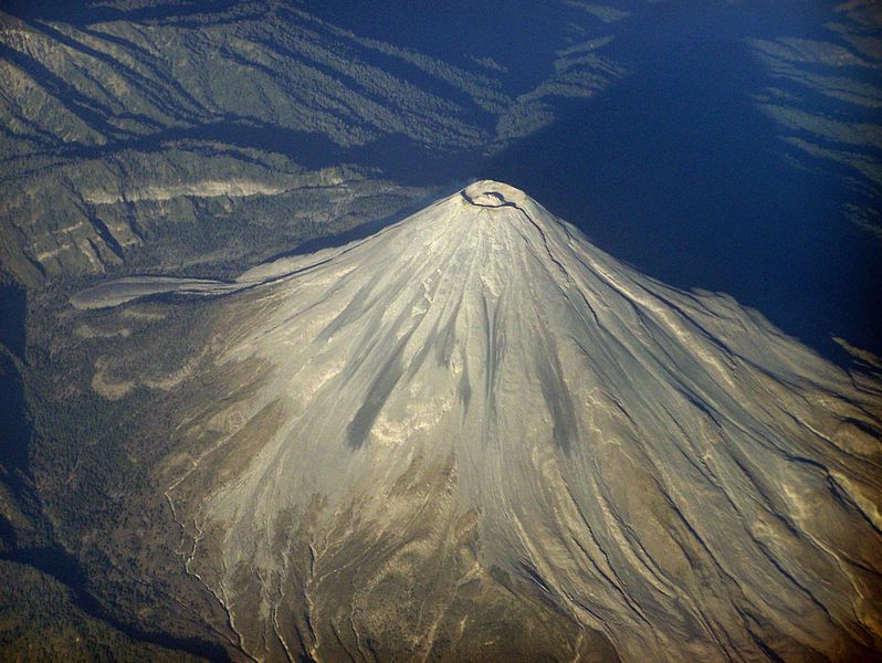 A volcano from overhead