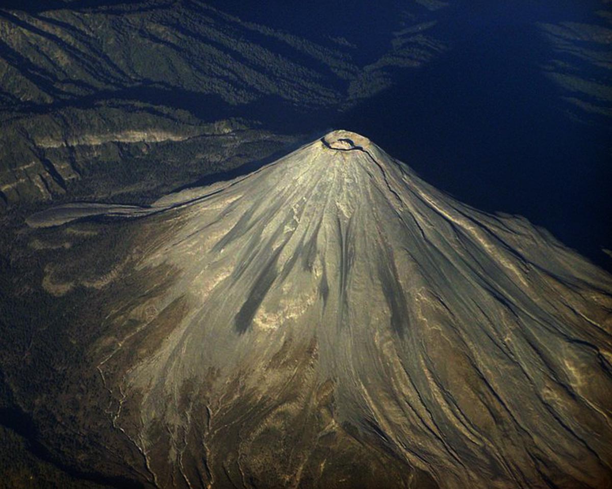 A volcano from overhead