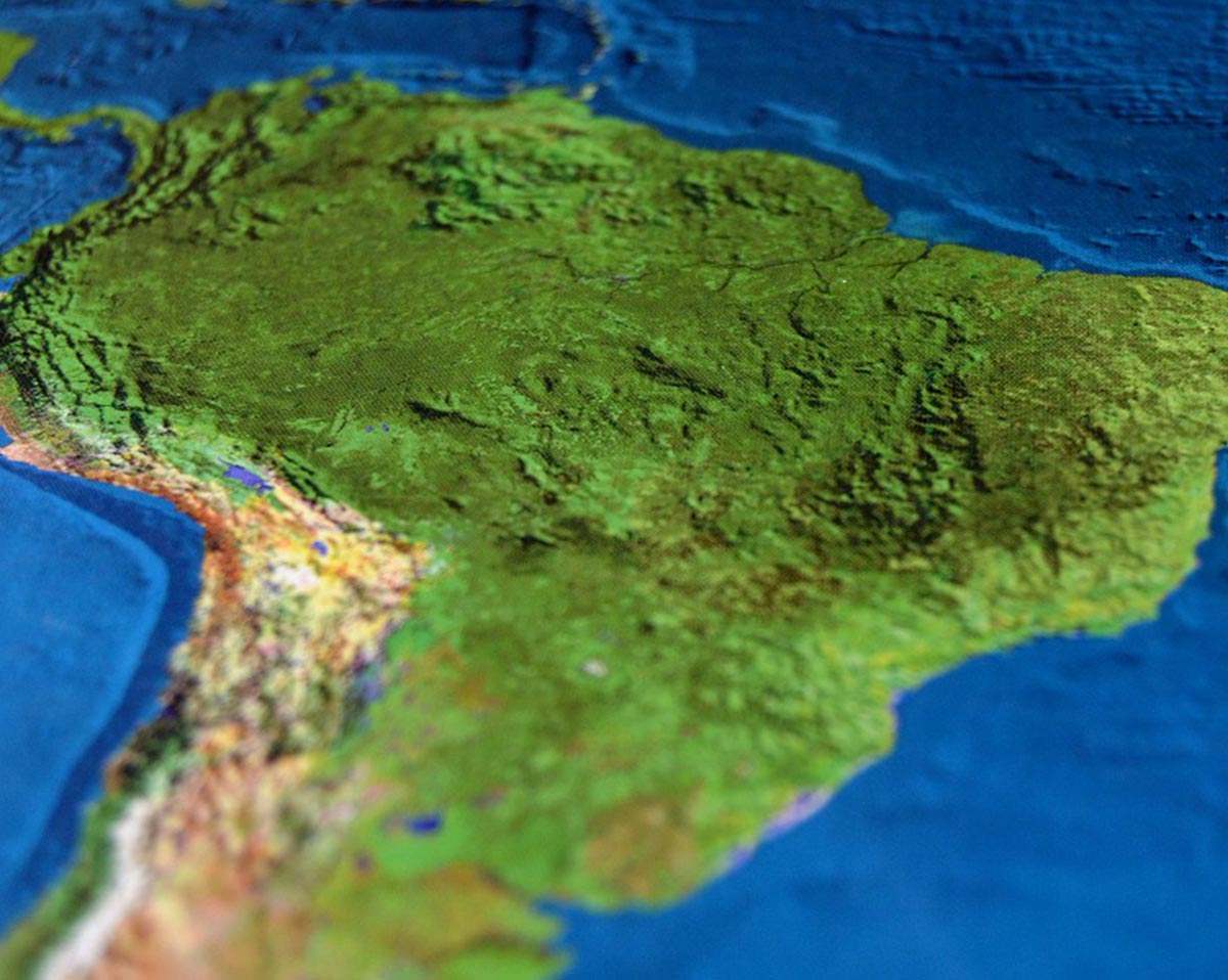 Topographic map of Latin America