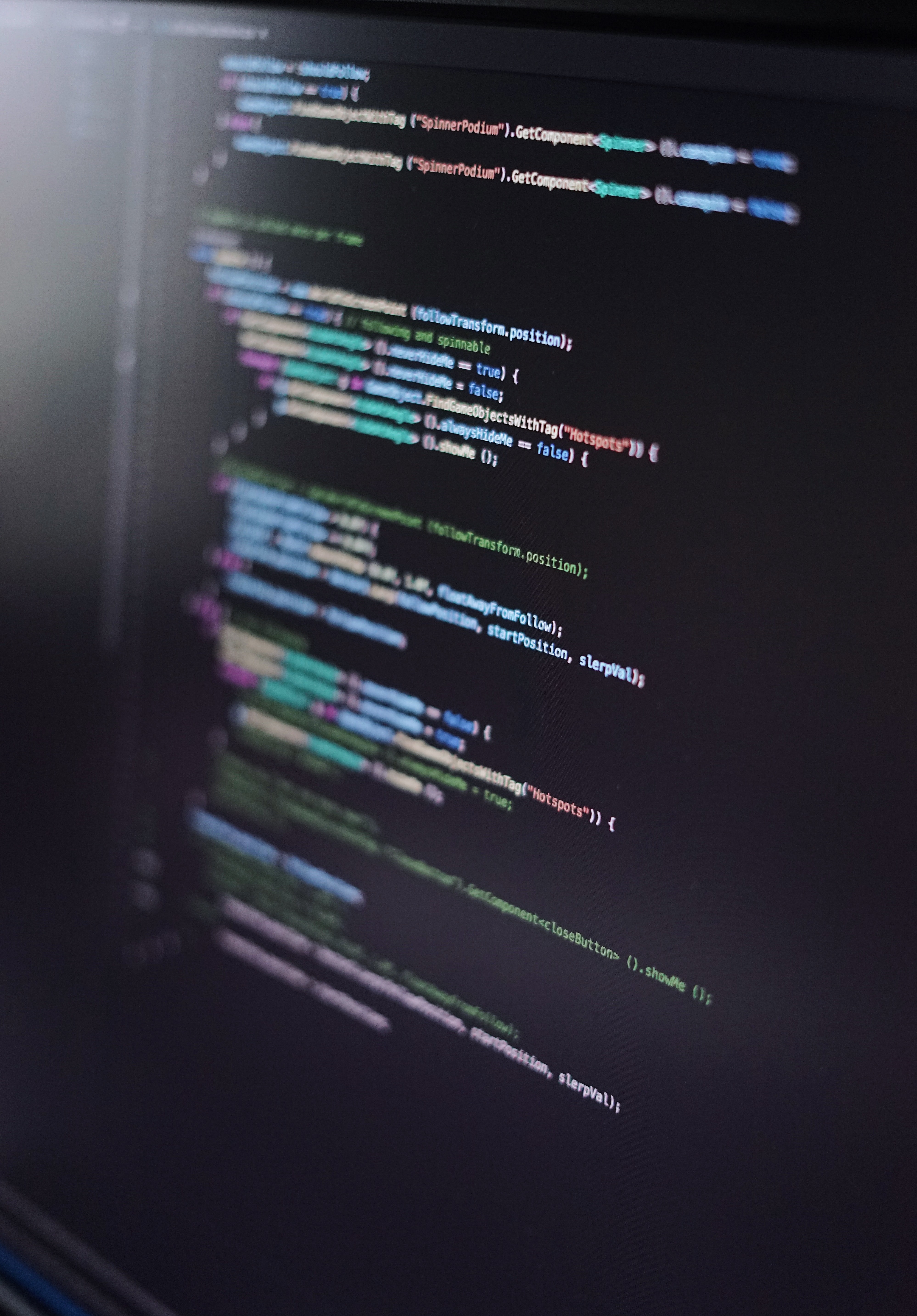 Computer screen with data programming code