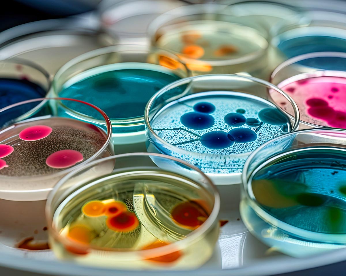 microorganism inside petri dish plate in laboratory 