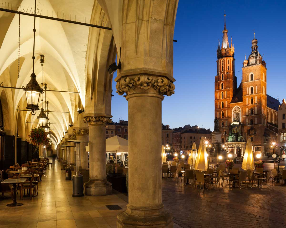 Kraków Poland Wawel Castle and St. Mary's Basilica.