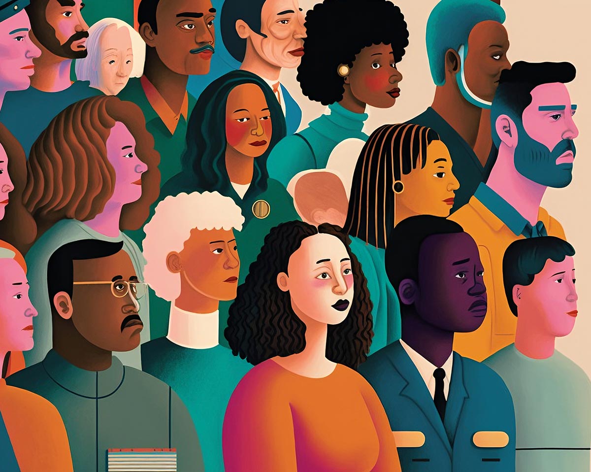 Illustration of race, gender, social justice